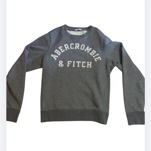 Abercrombie & Fitch Crewneck Sweatshirt Mens L Grey Logo Pullover Fleece Lined